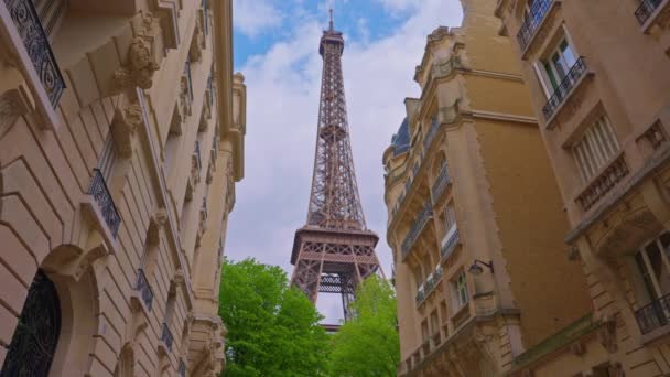 Francuski Zabytek Centralnej Dzielnicy Francuskiej Stolicy Paryża Odnowiona Wieża Eiffla — Wideo stockowe