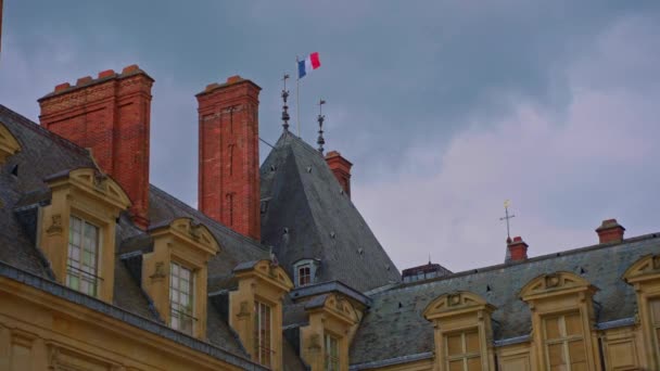 Luftaufnahme Des Schlosses Von Fontainebleau Und Der Treppe Des Königs — Stockvideo