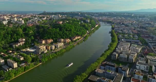 Lyon Centro Histórico Ciudad Con Las Calles Aéreas Drones Vídeo — Vídeos de Stock