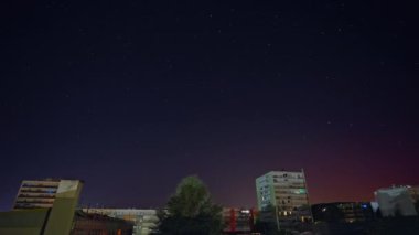 Joigny, Fransa, Skyline, Stars Timelapse. Şehir manzarası, şehir.