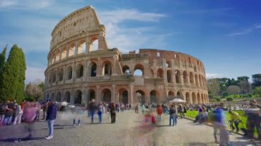 Kolezyum. Roma İmparatorluğu 'nun antik anıtı, dünya mirası. Roma, İtalya. Zaman Uygulaması.
