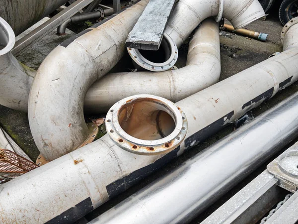Plastic Pipes Other Debris Refitting Ship Scattered Dump Shipyard — Stock Photo, Image