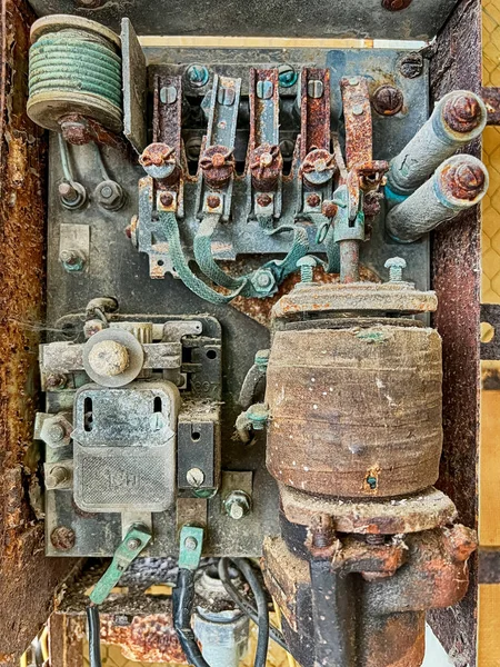 Obsolete Electrical Panel Rusting Place One Buildings Historic Alcatraz Federal — Stock Photo, Image