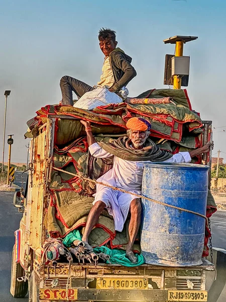 Jodhpur India December 2022 Two Unidentified Men Riding Back Full — стоковое фото