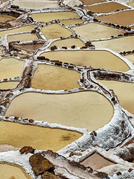Evaporation salt ponds at the Salineras de Maras near Cusco are based on a traditional way of making salt from a mineral spring in the Andes Mountains.