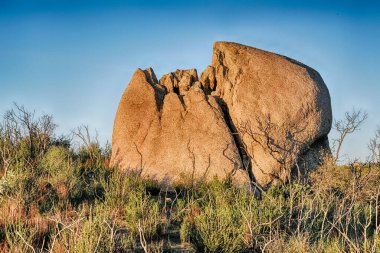Kocaman. Çatlamış yumurtayı andıran kaya Tecate yakınlarındaki Baja California çölünde yatıyor..