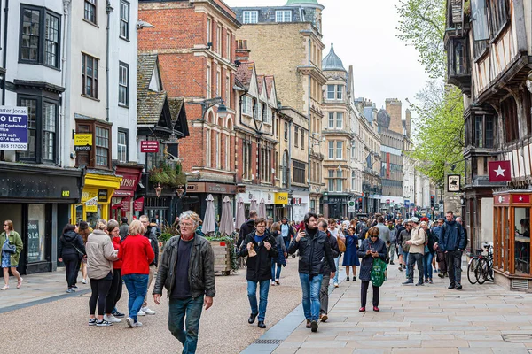 stock image Oxford, UK - April 30, 2023: Oxford City centre. Busy Cornmarket Street.