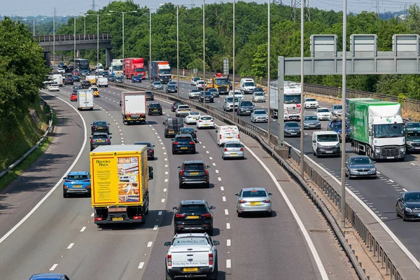 stock image London, UK - June 14, 2023: Heavy traffic on the busiest British motorway M25.