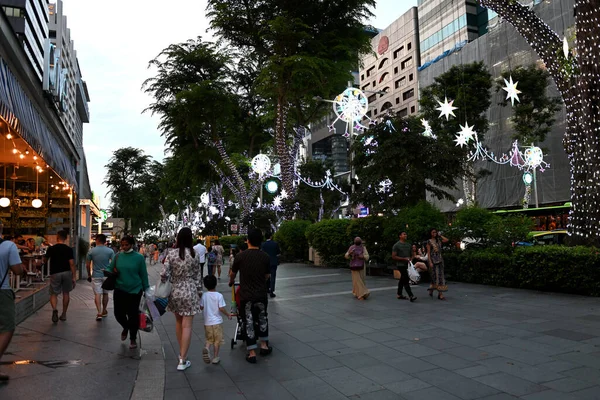 Singapore Dec 2022 Kerstversiering Singapore Orchard Road Straat Met Kerstbomen — Stockfoto