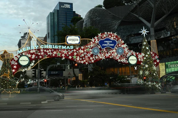 Singapur Dec 2022 Weihnachtsdekoration Der Singapore Orchard Road Die Straße — Stockfoto
