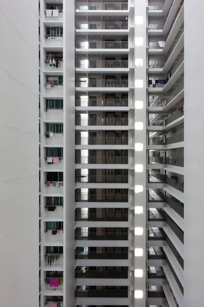 Widok Dnia Budynku Mieszkalnego Wysokiej Gęstości Fasady Hdb Singapurze — Zdjęcie stockowe