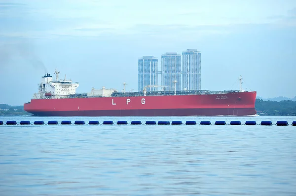 Cingapore Outubro 2022 Transporte Marítimo Navios Gpl Estreito Johor Ele — Fotografia de Stock