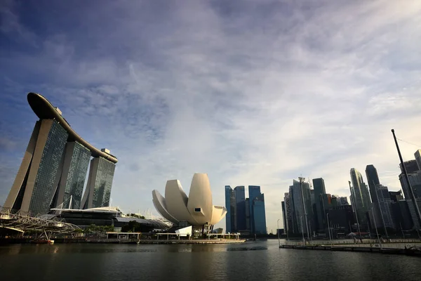Ingapore Juli 2023 Stadsbilden Marina Bay Solnedgången Singapore Stockfoto