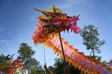 Çin Ejder Dansı gösterisinin kapanışı Singapur 'daki Mandai Kuş Cenneti' nde ejderhanın Çin Yeni Yılı sırasında gerçekleşti..