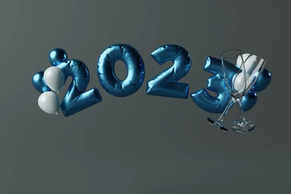 Επιγραφή Πρωτοχρονιά 2023 Μπαλόνι Και Μπαλόνια Έννοια Του Νέου Έτους — Φωτογραφία Αρχείου