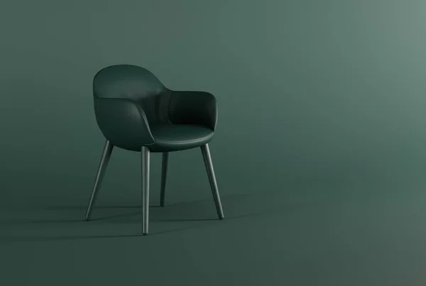 Classic Style Chair Dark Green Pastel Background Minimalistic Concept Modern — Stock Photo, Image