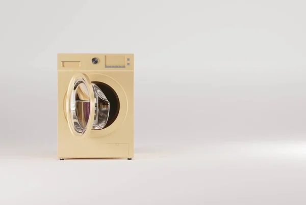 Tvättmaskin Vit Pastell Bakgrund Begreppet Att Göra Tvätt Med Hjälp — Stockfoto