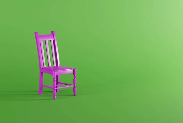 Yeşil Arka Planda Klasik Sandalye Minimalist Konsept Modern Bir Daire — Stok fotoğraf
