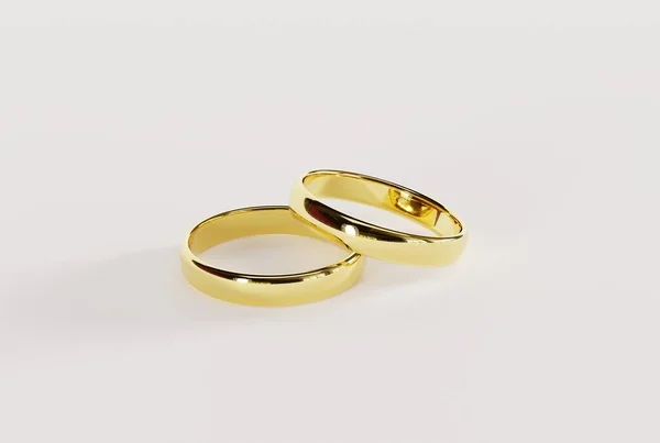 Goldene Eheringe Auf Hellem Hintergrund Hochzeitskonzept Vorschlagen Schmuckherstellungskonzept Renderer Illustration — Stockfoto