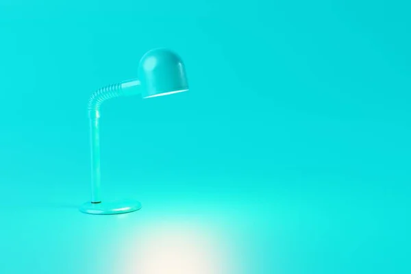 Lampu Kantor Biru Sederhana Dengan Latar Belakang Biru Konsep Untuk — Stok Foto