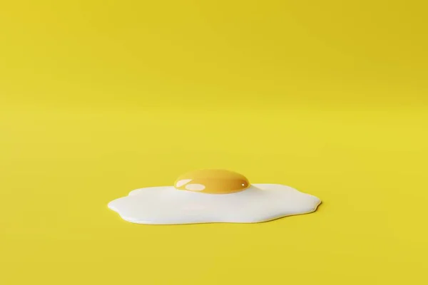 Huevo Frito Sobre Fondo Amarillo Concepto Hacer Freír Huevos Cocinar — Foto de Stock