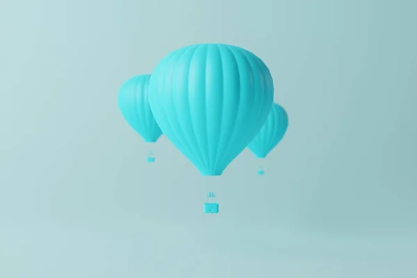 Balões Azul Sobre Fundo Azul Conceito Voo Balão Atração Atingindo — Fotografia de Stock