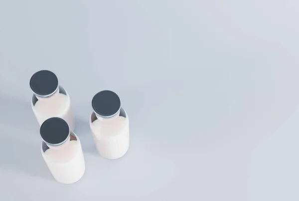 Retro Bottles Milk Light Background Concept Drinking Milk Healthy Eating — Stock Photo, Image