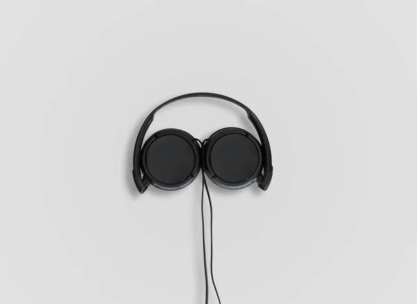 Cuffie Computer Cuffie Nere Sfondo Bianco Concetto Ascoltare Musica Creare — Foto Stock
