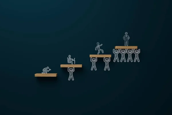 Várias Figuras Escada Carreira Ícones Empregado Gerente Chefe Conceito Hierarquia — Fotografia de Stock