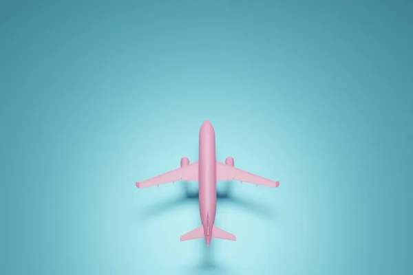 Pink Plane Turquoise Background Concept Transportation Plane Trips Vacations Airplane — Stock Photo, Image
