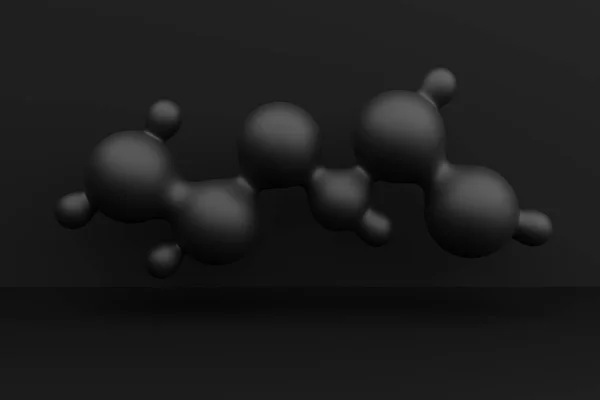 相互に接続された粒子系 黒を基調とした黒玉の連結をコンセプト 現代の仕事 創造的 3Dレンダリング 3Dイラスト — ストック写真