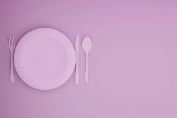 분홍빛 파스텔의 배경에 색으로 선명하게 장식되어 음식을 식탁에 내놓는다는 파스텔 — 스톡 사진