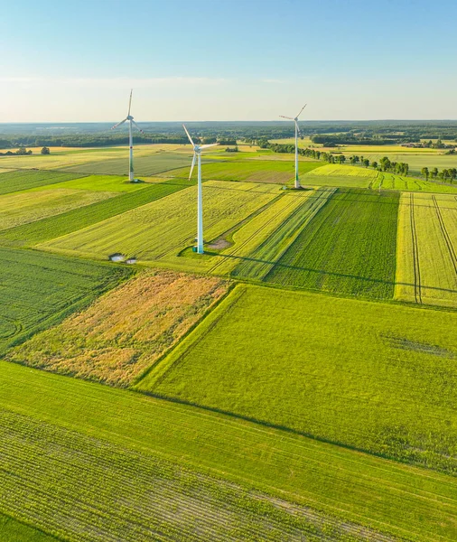 Aerial Drone View Wind Power Turbines Part Wind Farm Wind — Stock Photo, Image
