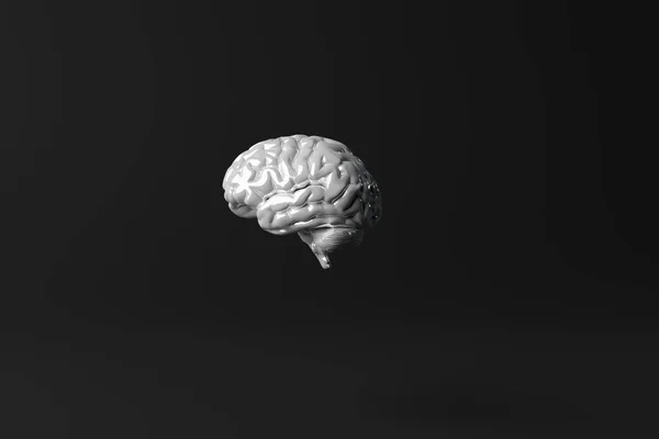 Weißes Gehirn Auf Dunklem Hintergrund Geschäftskonzept Brainstorming Suche Nach Antworten — Stockfoto