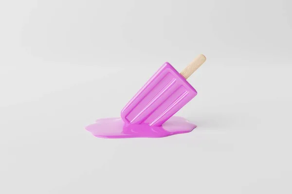 Geschmolzenes Rosafarbenes Eis Auf Pastellfarbenem Hintergrund Konzept Sommer Urlaub Abkühlung — Stockfoto