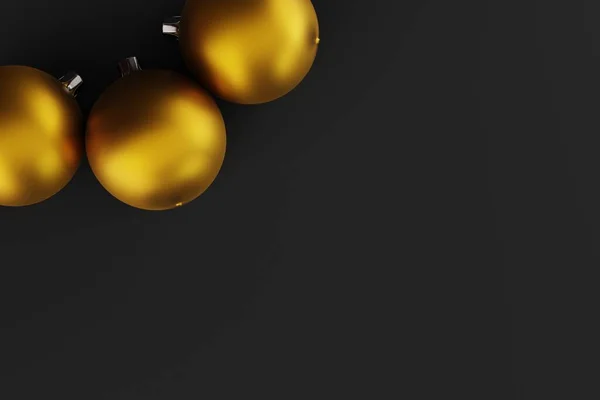 Золоті Різдвяні Кульки Темному Тлі Святкова Концепція Різдвяні Свята Рендеринг — стокове фото