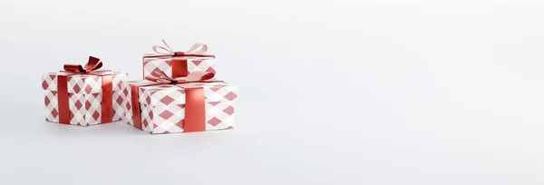 礼品盒在浅白的背景上 圣诞节礼物的概念 礼物的购买 购物礼物 3D渲染 3D插图 — 图库照片