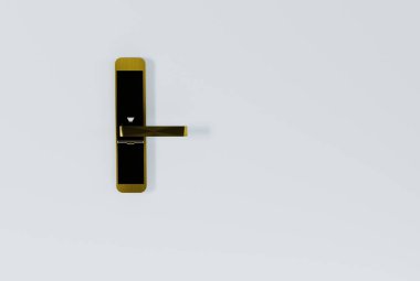 Giriş kartı için kilidi olan bir kol. Otel kilitleri, oda girişleri. 3B görüntüleme, 3B illüstrasyon.