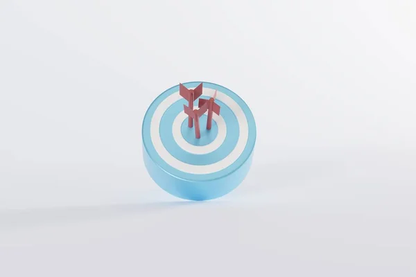 Egy Kék Célpont Célponttal Nyilakkal Cél Elérésének Koncepciója Cél Elérésére — Stock Fotó