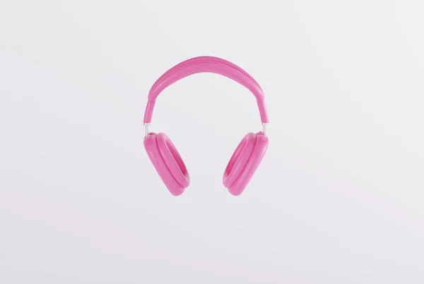 Hafif Arka Planda Kulaklıklar Kulaklıkla Müzik Dinleme Kavramı Pastel Kulaklıkların — Stok fotoğraf