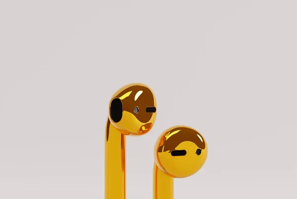 Auriculares Inalámbricos Auriculares Sobre Fondo Claro Concepto Escuchar Música Usando — Foto de Stock