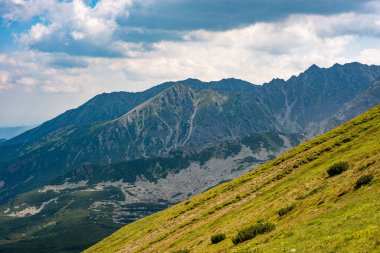 Tatra Dağları manzarası çok güzel. Yukarıdan dağların manzarası. Yüksek dağ manzarası.