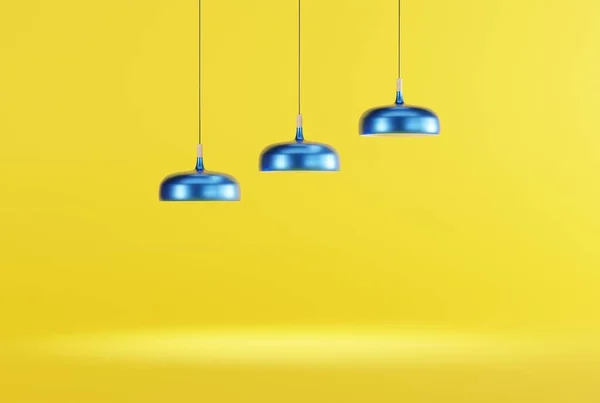 Лампи Жовтому Тлі Концепція Домашнього Меблювання Мінімалістичний Стиль Гарні Висячі — стокове фото