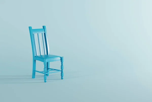 Klasyczne Krzesło Niebieskim Tle Minimalistyczna Koncepcja Budowa Nowoczesnego Mieszkania Wyposażenie — Zdjęcie stockowe