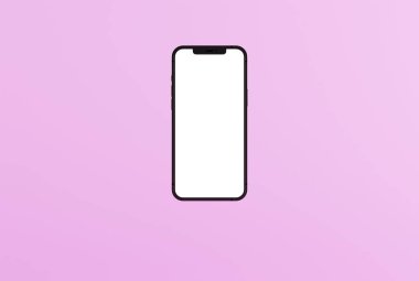 Boş ekranlı bir telefon. Cep telefonu içeriği doldurma konsepti. Pembe arka planda akıllı telefon. 3B görüntüleme, 3B illüstrasyon.