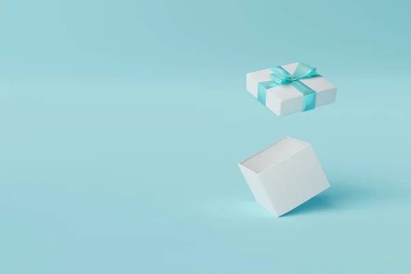 Cadeau Geopend Een Pastelblauwe Achtergrond Concept Van Het Maken Van — Stockfoto