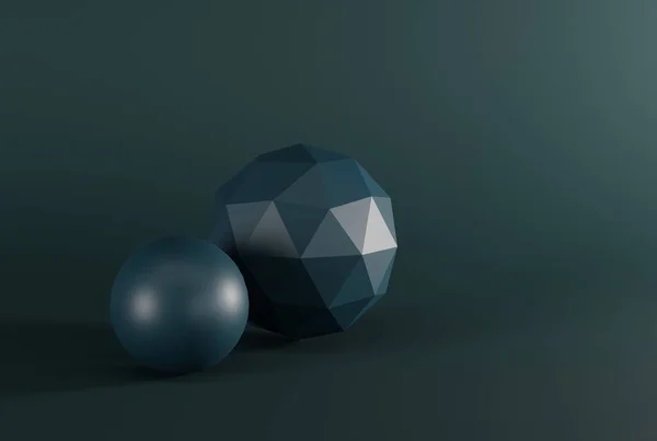 抽象的形状像一个球体 圆柱体在黑暗的背景上 抽象背景的概念 3D渲染 3D插图 — 图库照片