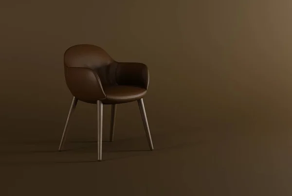 Cadeira Estilo Clássico Fundo Pastel Marrom Escuro Conceito Minimalista Design — Fotografia de Stock