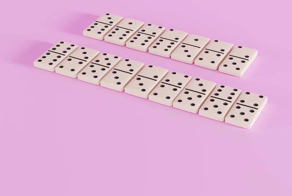 Domino Różowym Tle Koncepcja Gry Domino Biznes Renderowanie Ilustracja — Zdjęcie stockowe