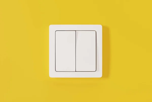 黄色の背景でライトスイッチ 電気を使う 電気を節約するという概念 3Dレンダリング 3Dイラスト — ストック写真